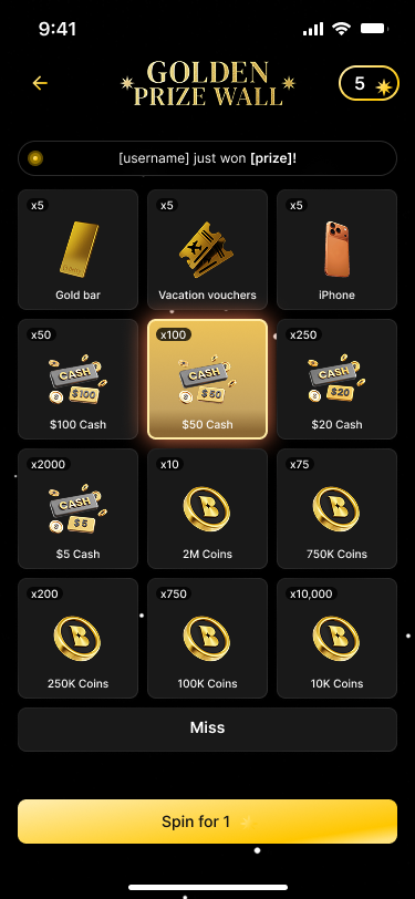 A screenshot of the Holiday Prize Wall at Betty.
