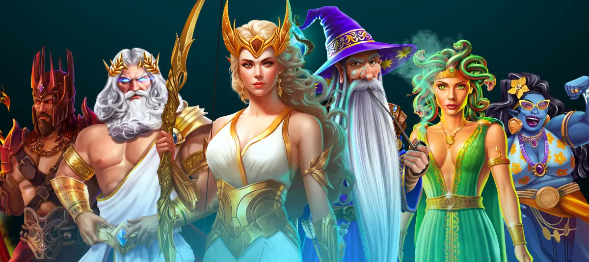 Feature image for a listicle about mythology slots.