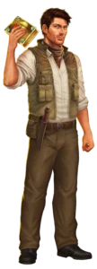 A thumbnail of Rich Wilde from the casino slot game Book of Dead.