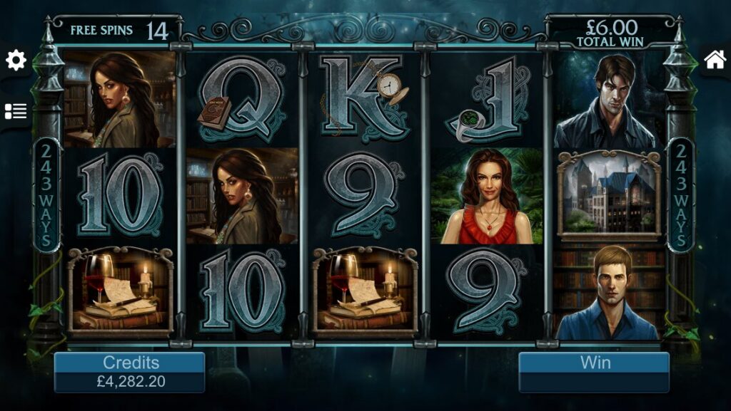 A screenshot from the casino slot game Immortal Romance.