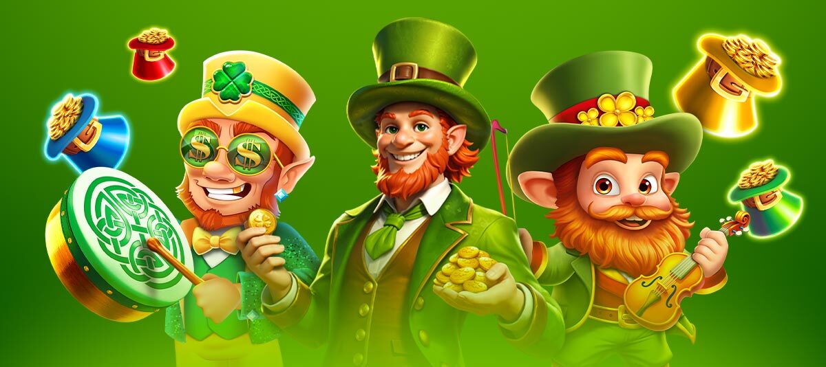Feature image for an article about St. Patricks Day real money slots on Betty Casino.