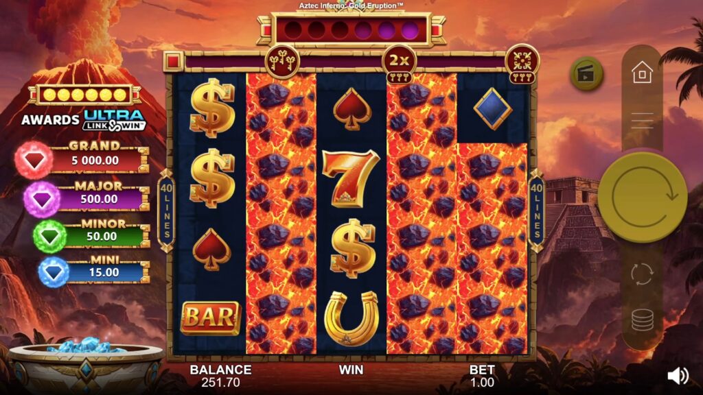 The Power Stacks™ feature in Aztec Inferno: Gold Eruption.