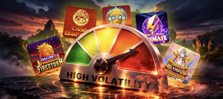 Feature image for an article about high volatility slot titles in Canada, available on Betty.