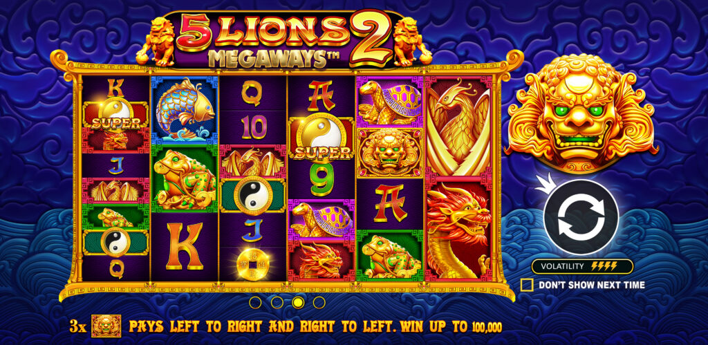 The intro screen of 5 Lions Megaways 2.