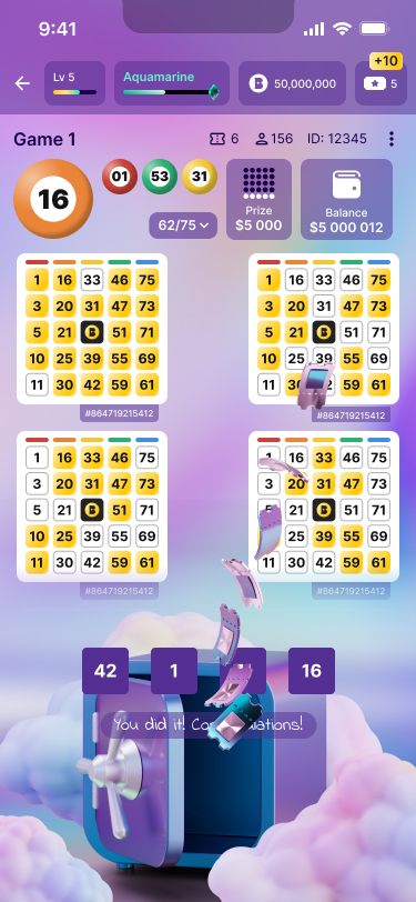 A screenshot of the safe feature in Betty Bingo opening during a round.
