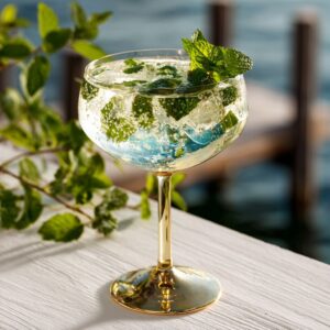 An AI-generated image of a Hugo Spritz mocktail.