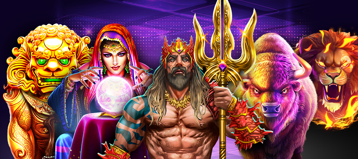 The header image for an article about Megaways slots; it features a collection of characters against a purple backdrop.