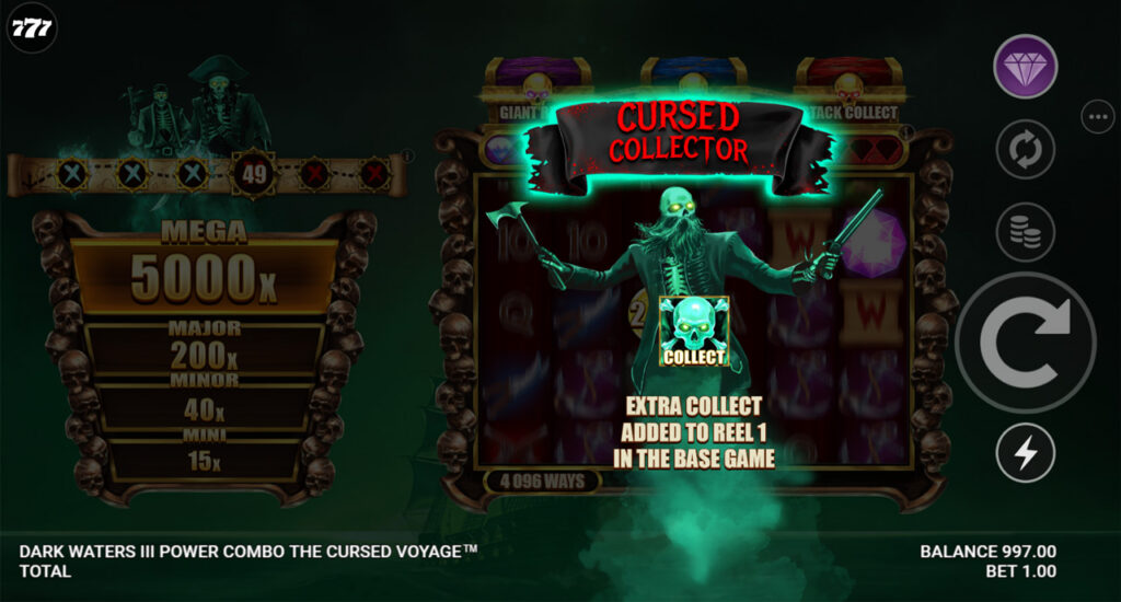 The Cursed Collector feature in Dark Waters III: The Cursed Voyage Power Combo.