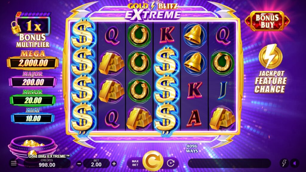 The base game screen of Gold Blitz Extreme.