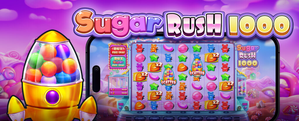 A promotional banner for Sugar Rush 1000.