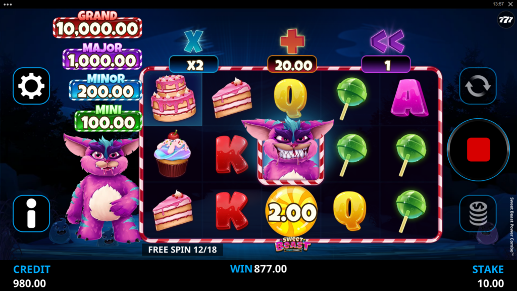 The base game screen of Sweet Beast Power Combo.