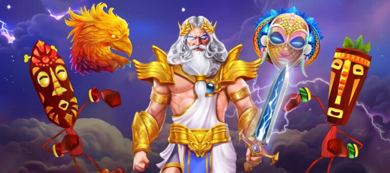 A feature image for an article about the top 10 best slots in Alberta, featuring popular slot characters like Zeus.