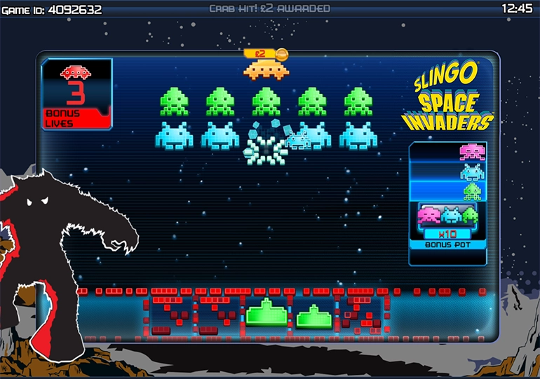 The bonus round in Slingo Space Invaders.