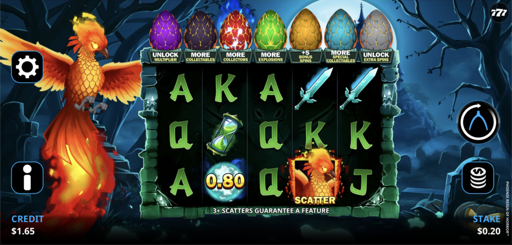 The base game screen of Phoenix Reign of Horror.